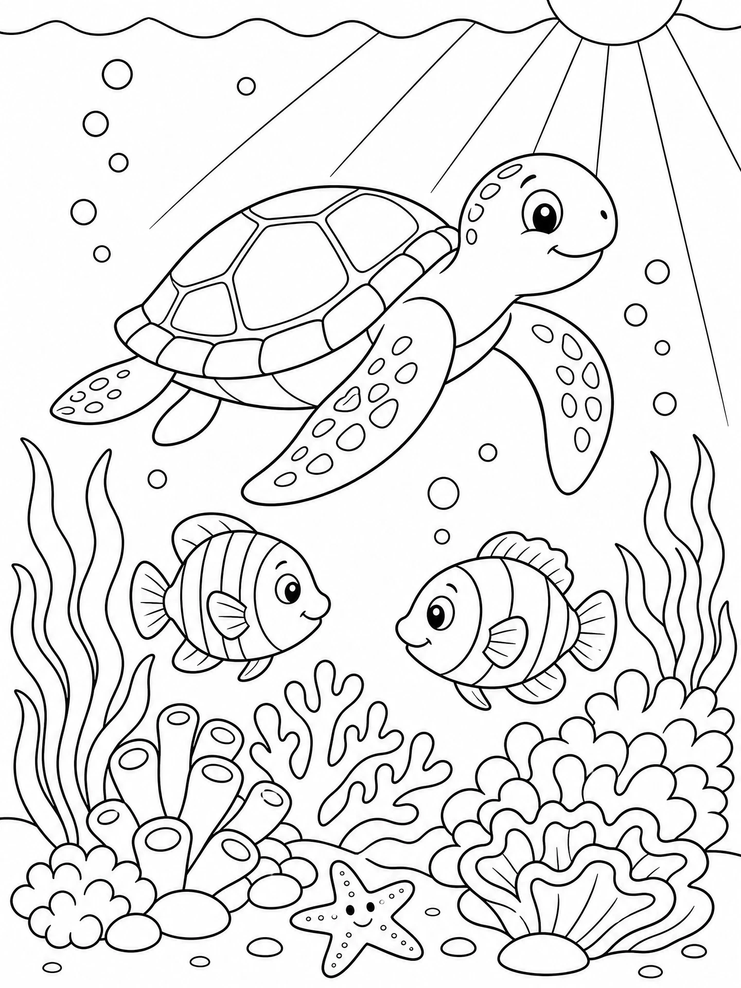 Original ocean turtle coloring page preview